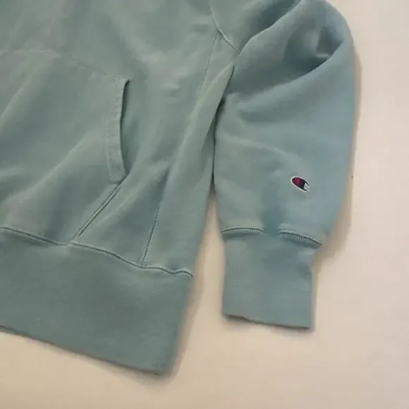 Champion Reverse Weave Light Blue Hoodie Large Hooded Sweatshirt Logo Y2K 90s - Picture 4 of 12